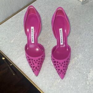 Manolo Blahnik Fuchsia Cutout Heels
